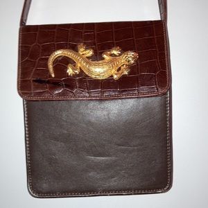 Vintage  Paul Joseph Metal Lizard Leather Crossbody Bag Purse
